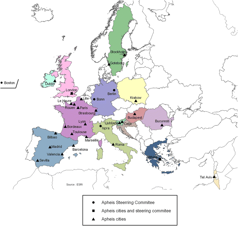 map of european cities. in 26 European cities and